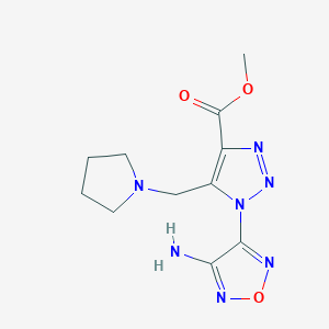 molecular formula C11H15N7O3 B2653659 methyl 1-(4-amino-1,2,5-oxadiazol-3-yl)-5-(pyrrolidin-1-ylmethyl)-1H-1,2,3-triazole-4-carboxylate CAS No. 312267-69-9