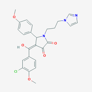 molecular formula C25H24ClN3O5 B265366 4-(3-chloro-4-methoxybenzoyl)-3-hydroxy-1-[3-(1H-imidazol-1-yl)propyl]-5-(4-methoxyphenyl)-1,5-dihydro-2H-pyrrol-2-one 