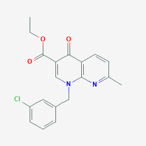 molecular formula C19H17ClN2O3 B2653663 Ethyl 1-(3-chlorobenzyl)-7-methyl-4-oxo-1,4-dihydro-1,8-naphthyridine-3-carboxylate CAS No. 941955-60-8