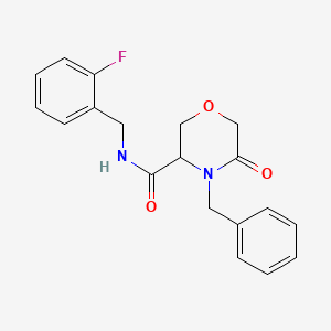 molecular formula C19H19FN2O3 B2653665 4-benzyl-N-(2-fluorobenzyl)-5-oxomorpholine-3-carboxamide CAS No. 1351586-82-7