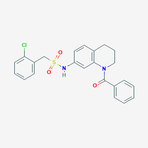 molecular formula C23H21ClN2O3S B2653666 N-(1-benzoyl-1,2,3,4-tetrahydroquinolin-7-yl)-1-(2-chlorophenyl)methanesulfonamide CAS No. 946349-13-9