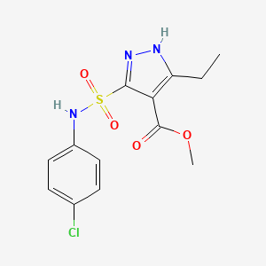 molecular formula C13H14ClN3O4S B2653667 methyl 5-(N-(4-chlorophenyl)sulfamoyl)-3-ethyl-1H-pyrazole-4-carboxylate CAS No. 1298061-63-8