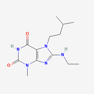 molecular formula C13H21N5O2 B2653668 8-(Ethylamino)-3-methyl-7-(3-methylbutyl)purine-2,6-dione CAS No. 300388-03-8