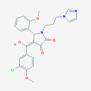 molecular formula C25H24ClN3O5 B265367 4-(3-chloro-4-methoxybenzoyl)-3-hydroxy-1-[3-(1H-imidazol-1-yl)propyl]-5-(2-methoxyphenyl)-1,5-dihydro-2H-pyrrol-2-one 