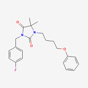 molecular formula C22H25FN2O3 B2653671 3-(4-fluorobenzyl)-5,5-dimethyl-1-(4-phenoxybutyl)-1H-imidazole-2,4(3H,5H)-dione CAS No. 900019-19-4