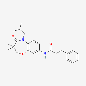 molecular formula C24H30N2O3 B2653676 N-(5-异丁基-3,3-二甲基-4-氧代-2,3,4,5-四氢苯并[b][1,4]恶二杂环辛-8-基)-3-苯基丙酰胺 CAS No. 921526-68-3