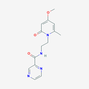 molecular formula C14H16N4O3 B2653681 N-(2-(4-甲氧基-6-甲基-2-氧代吡啶-1(2H)-基)乙基)吡嗪-2-甲酰胺 CAS No. 2034246-18-7