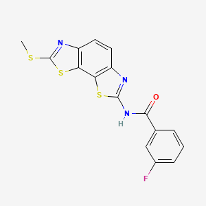molecular formula C16H10FN3OS3 B2653690 3-氟-N-(2-甲硫基-[1,3]噻唑并[4,5-g][1,3]苯并噻唑-7-基)苯甲酰胺 CAS No. 477503-30-3