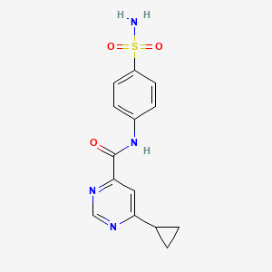 molecular formula C14H14N4O3S B2653693 6-Cyclopropyl-N-(4-sulfamoylphenyl)pyrimidine-4-carboxamide CAS No. 2380088-10-6