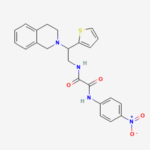 molecular formula C23H22N4O4S B2653696 N1-(2-(3,4-二氢异喹啉-2(1H)-基)-2-(噻吩-2-基)乙基)-N2-(4-硝基苯基)草酰胺 CAS No. 903261-57-4