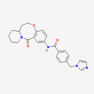 molecular formula C25H26N4O3 B2653698 4-[(1H-咪唑-1-基)甲基]-N-{2-氧代-9-氧杂-1-氮杂三环[10.4.0.0^{3,8}]十六-3,5,7-三烯-5-基}苯甲酰胺 CAS No. 1286728-40-2