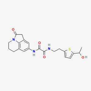 molecular formula C21H23N3O4S B2653699 N1-(2-(5-(1-hydroxyethyl)thiophen-2-yl)ethyl)-N2-(2-oxo-2,4,5,6-tetrahydro-1H-pyrrolo[3,2,1-ij]quinolin-8-yl)oxalamide CAS No. 2034599-56-7