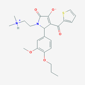 molecular formula C23H28N2O5S B265370 (E)-{1-[2-(dimethylammonio)ethyl]-2-(3-methoxy-4-propoxyphenyl)-4,5-dioxopyrrolidin-3-ylidene}(thiophen-2-yl)methanolate 