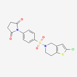 molecular formula C17H15ClN2O4S2 B2653704 1-(4-((2-chloro-6,7-dihydrothieno[3,2-c]pyridin-5(4H)-yl)sulfonyl)phenyl)pyrrolidine-2,5-dione CAS No. 2034459-06-6