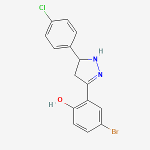 molecular formula C15H12BrClN2O B2653707 4-溴-2-[5-(4-氯苯基)-4,5-二氢-1H-吡唑-3-基]苯酚 CAS No. 610277-36-6