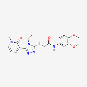N-(2,3-dihydrobenzo[b][1,4]dioxin-6-yl)-2-((4-ethyl-5-(1-methyl-2-oxo-1,2-dihydropyridin-3-yl)-4H-1,2,4-triazol-3-yl)thio)acetamide