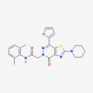 molecular formula C24H25N5O3S B2653725 N-(2,6-dimethylphenyl)-2-(7-(furan-2-yl)-4-oxo-2-(piperidin-1-yl)thiazolo[4,5-d]pyridazin-5(4H)-yl)acetamide CAS No. 1203231-82-6