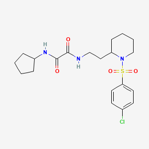 molecular formula C20H28ClN3O4S B2653728 N1-(2-(1-((4-chlorophenyl)sulfonyl)piperidin-2-yl)ethyl)-N2-cyclopentyloxalamide CAS No. 898425-88-2