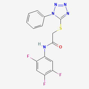 molecular formula C15H10F3N5OS B2653729 2-(1-苯基四唑-5-基)硫代-N-(2,4,5-三氟苯基)乙酰胺 CAS No. 882749-63-5