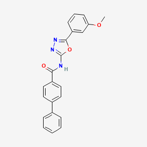 molecular formula C22H17N3O3 B2653731 N-(5-(3-甲氧基苯基)-1,3,4-恶二唑-2-基)-[1,1'-联苯]-4-甲酰胺 CAS No. 920438-40-0