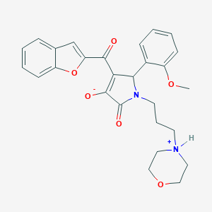 molecular formula C27H28N2O6 B265374 (E)-1-benzofuran-2-yl{2-(2-methoxyphenyl)-1-[3-(morpholin-4-ium-4-yl)propyl]-4,5-dioxopyrrolidin-3-ylidene}methanolate 