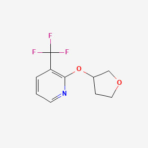 molecular formula C10H10F3NO2 B2653747 2-(Oxolan-3-yloxy)-3-(trifluoromethyl)pyridine CAS No. 2196212-77-6