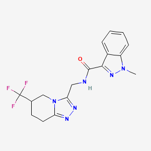 molecular formula C17H17F3N6O B2653749 1-methyl-N-((6-(trifluoromethyl)-5,6,7,8-tetrahydro-[1,2,4]triazolo[4,3-a]pyridin-3-yl)methyl)-1H-indazole-3-carboxamide CAS No. 2034380-99-7