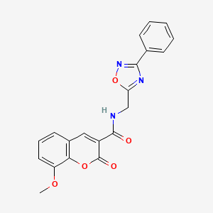 molecular formula C20H15N3O5 B2653750 8-甲氧基-2-氧代-N-((3-苯基-1,2,4-恶二唑-5-基)甲基)-2H-色烯-3-甲酰胺 CAS No. 1203420-60-3