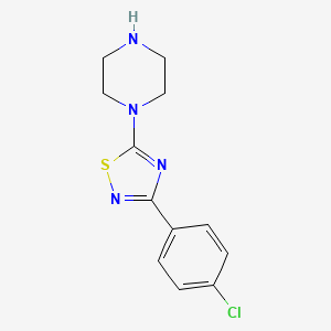 molecular formula C12H13ClN4S B2653753 3-(4-Chlorophenyl)-5-(piperazin-1-yl)-1,2,4-thiadiazole CAS No. 1062512-47-3
