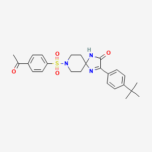 molecular formula C25H29N3O4S B2653754 8-((4-Acetylphenyl)sulfonyl)-3-(4-(tert-butyl)phenyl)-1,4,8-triazaspiro[4.5]dec-3-en-2-one CAS No. 1189980-95-7