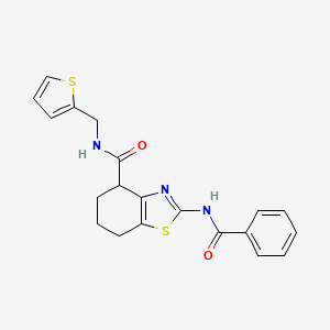 molecular formula C20H19N3O2S2 B2653756 2-benzamido-N-(thiophen-2-ylmethyl)-4,5,6,7-tetrahydrobenzo[d]thiazole-4-carboxamide CAS No. 941879-58-9