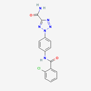 molecular formula C15H11ClN6O2 B2653758 2-(4-(2-chlorobenzamido)phenyl)-2H-tetrazole-5-carboxamide CAS No. 1396680-19-5