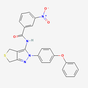 molecular formula C24H18N4O4S B2653763 3-硝基-N-[2-(4-苯氧基苯基)-4,6-二氢噻吩并[3,4-c]吡唑-3-基]苯甲酰胺 CAS No. 396720-62-0