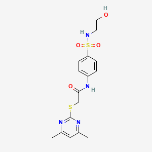 molecular formula C16H20N4O4S2 B2653764 2-(4,6-dimethylpyrimidin-2-yl)sulfanyl-N-[4-(2-hydroxyethylsulfamoyl)phenyl]acetamide CAS No. 709001-31-0
