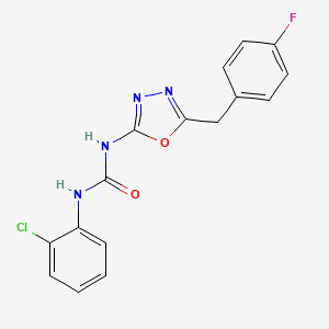 molecular formula C16H12ClFN4O2 B2653773 1-(2-Chlorophenyl)-3-(5-(4-fluorobenzyl)-1,3,4-oxadiazol-2-yl)urea CAS No. 1208690-49-6