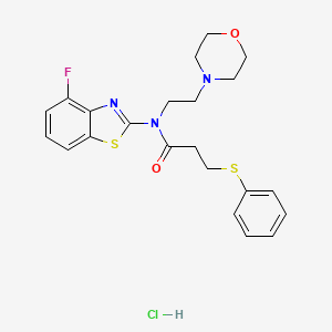molecular formula C22H25ClFN3O2S2 B2653774 N-(4-fluorobenzo[d]thiazol-2-yl)-N-(2-morpholinoethyl)-3-(phenylthio)propanamide hydrochloride CAS No. 1215512-00-7