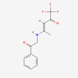 molecular formula C13H12F3NO2 B2653777 (3E)-1,1,1-trifluoro-4-[(2-oxo-2-phenylethyl)amino]pent-3-en-2-one CAS No. 339010-40-1