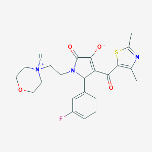 molecular formula C22H24FN3O4S B265378 (E)-(2,4-dimethyl-1,3-thiazol-5-yl){2-(3-fluorophenyl)-1-[2-(morpholin-4-ium-4-yl)ethyl]-4,5-dioxopyrrolidin-3-ylidene}methanolate 