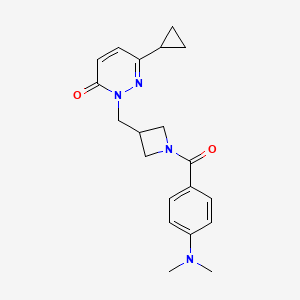 molecular formula C20H24N4O2 B2653781 6-Cyclopropyl-2-[[1-[4-(dimethylamino)benzoyl]azetidin-3-yl]methyl]pyridazin-3-one CAS No. 2320417-27-2