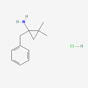 molecular formula C12H18ClN B2653782 1-Benzyl-2,2-dimethylcyclopropan-1-amine;hydrochloride CAS No. 2287268-52-2
