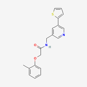 molecular formula C19H18N2O2S B2653786 N-((5-(噻吩-2-基)吡啶-3-基)甲基)-2-(邻甲苯氧基)乙酰胺 CAS No. 2034348-06-4