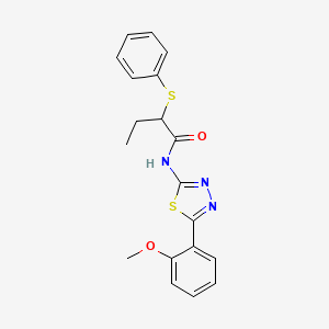 molecular formula C19H19N3O2S2 B2653789 N-[5-(2-methoxyphenyl)-1,3,4-thiadiazol-2-yl]-2-phenylsulfanylbutanamide CAS No. 394238-22-3