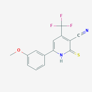 molecular formula C14H9F3N2OS B2653795 6-(3-Methoxyphenyl)-2-thioxo-4-(trifluoromethyl)-1,2-dihydro-3-pyridinecarbonitrile CAS No. 439107-60-5