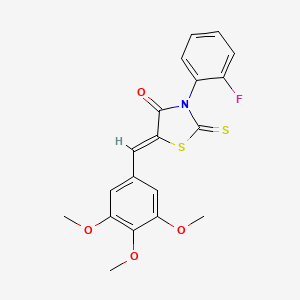 molecular formula C19H16FNO4S2 B2653796 (Z)-3-(2-fluorophenyl)-2-thioxo-5-(3,4,5-trimethoxybenzylidene)thiazolidin-4-one CAS No. 638139-51-2