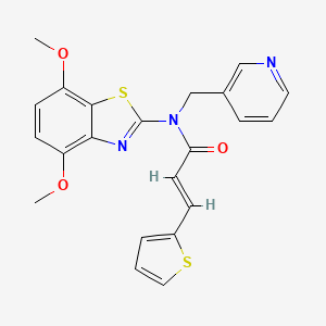 molecular formula C22H19N3O3S2 B2653800 (E)-N-(4,7-dimethoxybenzo[d]thiazol-2-yl)-N-(pyridin-3-ylmethyl)-3-(thiophen-2-yl)acrylamide CAS No. 895432-31-2