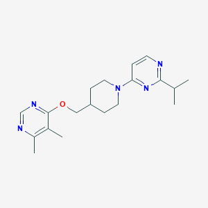 molecular formula C19H27N5O B2653809 4-((1-(2-异丙基嘧啶-4-基)哌啶-4-基)甲氧基)-5,6-二甲基嘧啶 CAS No. 2320603-53-8