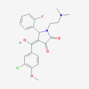 molecular formula C22H22ClFN2O4 B265381 4-(3-chloro-4-methoxybenzoyl)-1-[2-(dimethylamino)ethyl]-5-(2-fluorophenyl)-3-hydroxy-1,5-dihydro-2H-pyrrol-2-one 