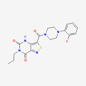 molecular formula C19H20FN5O3S B2653813 3-{[4-(2-fluorophenyl)piperazino]carbonyl}-6-propylisothiazolo[4,3-d]pyrimidine-5,7(4H,6H)-dione CAS No. 1251623-74-1