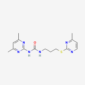 molecular formula C15H20N6OS B2653832 1-(4,6-二甲基嘧啶-2-基)-3-(3-((4-甲基嘧啶-2-基)硫代)丙基)脲 CAS No. 900009-22-5