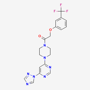 molecular formula C19H18F3N7O2 B2653839 1-(4-(6-(1H-1,2,4-三唑-1-基)嘧啶-4-基)哌嗪-1-基)-2-(3-(三氟甲基)苯氧基)乙酮 CAS No. 1798516-28-5